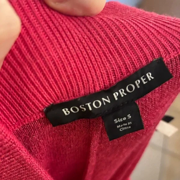 Boston Proper Fuchsia Wide-Leg Rhinestone Pants - Picture 4 of 7